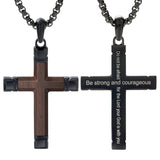 14K Gold  Plated Wooden Cross Crucifix Pendant Necklace for Men