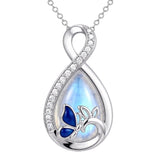 Sterling Silver Teardrop Gemstone Rose Butterfly Infinity Heart Necklace for Women