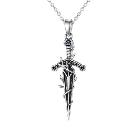 Sterling Silver Dagger Necklace Cross Dagger Evil Eye Dagger Evil Eye Pendant Necklace