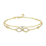 14K Gold Plated Birthstone Infinity Double-Layer Braceletfor Women