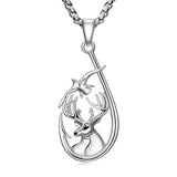 Sterling Silver Deer Bass Fish Wild Duck Fish Hook Pendant Necklace Hunting Jewelry Gifts for Men