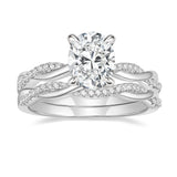 14K Gold Plated 3CT Oval Cut Twisting Infinity Pave Engagement Bridal Ring Sets  for Women