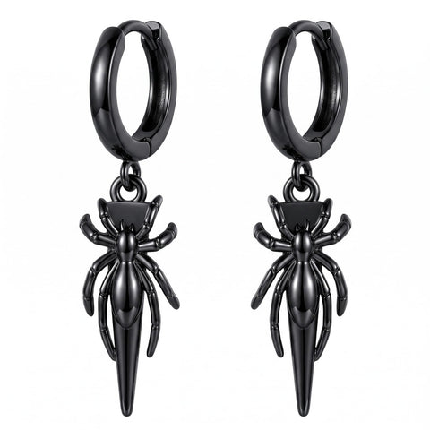 Sterling Silver Feather Arrow  Skull Spider Bat Scorpion Hoop Earrings Halloween Christmas Gift