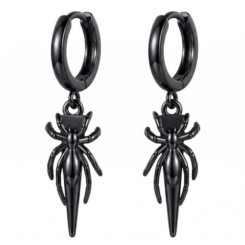 Sterling Silver Feather Arrow  Skull Spider Bat Scorpion Hoop Earrings Halloween Christmas Gift