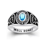 Sterling Silver Personalized Birthstone Engraved Class Rings for Women Graduation Gift