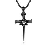 Sterling Silver Star Of David  Cross Pendant Necklace