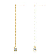 14k Gold Threader Pull Through Tassel Ear Dangle Earrings