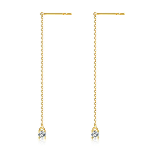 14k Gold Threader Pull Through Tassel Ear Dangle Earrings