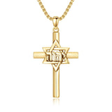 14K Gold Plated Cross Pendant Necklace for Men Religious Jewelry Christian Gift