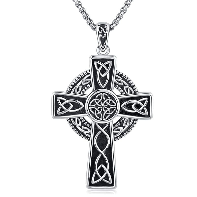 14K Gold Plated Celtic Vikin Cross Pendant Necklace Irish Jewelry Religious Protective Gift