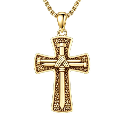 10K 14K 18K Gold Cross Pendant Necklace Religious Jewelry Gifts for Men and Women