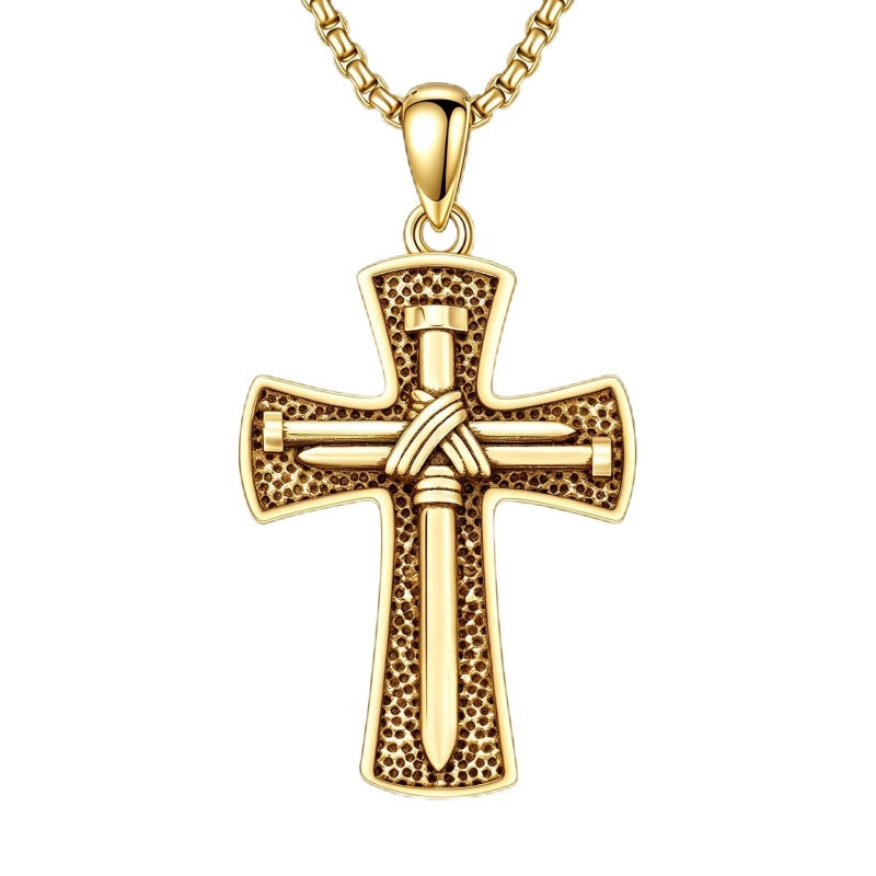 10K 14K 18K Gold Cross Pendant Necklace Religious Jewelry Gifts for Men and Women