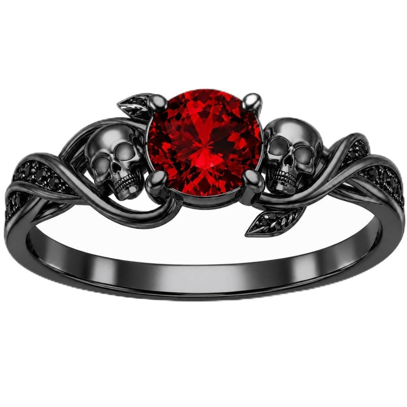 Sterling Silver 10K 14K 18K Gold Personalized Gothic Skull Ring Exquisite Spooky Jewelry for Halloween Lovers