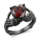Sterling Silver Personalized Birthstone Punk Skull Bat Snake Ring Goth Jewelry for Halloween Birthday