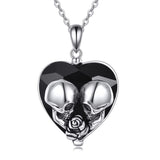 Sterling Silver Gothic Witches Heart Pendant Necklace