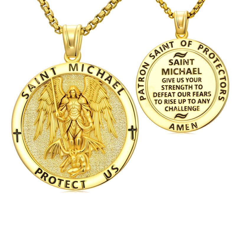 Patron Saint Medal Gold Plated Catholic Pendant Christian Religious Necklace Amulet Jewelry