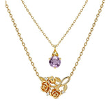 14K Gold Birthstone Birth Flower  Pendant Necklace Birthday Jewelry Gifts for Women
