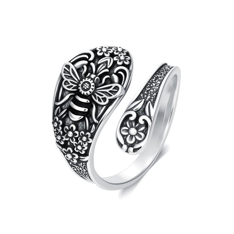 Sterling Silver Oxidized Dragonfly Butterfly Hummingbird Sea Turtle Anchor Cross Tree of Life Sunflower Spoon Ring