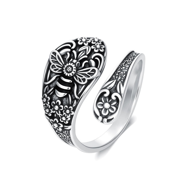 Sterling Silver Oxidized Dragonfly Butterfly Hummingbird Sea Turtle Anchor Cross Tree of Life Sunflower Spoon Ring