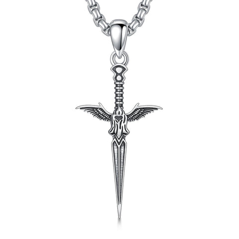 Sterling Silver Medieval Sword Dagger Pendant Necklace