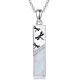 Sterling Silver White Opal Butterfly Dragonfly Tree of Life Paw Print Bar Pendant Necklace Gift for Birthday Christmas