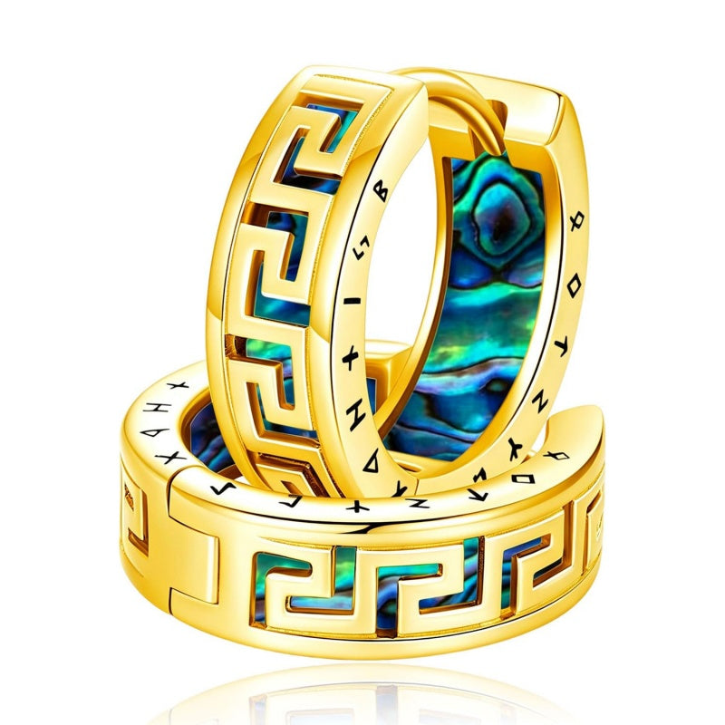 14K Gold Plated  Viking Hoop Earrings