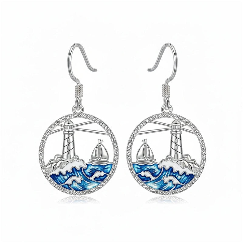 Sterling Silver Dolphin Dangle Earrings