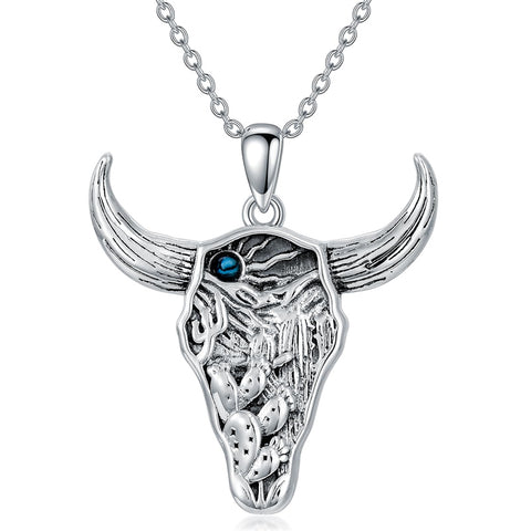 Sterling Silver  Bull Pendant Necklace