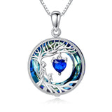 Sterling Silver Crystal  Tree of Life Mother and 1-4 Daughter Son Pendant Necklace Birthday Christmas Gift