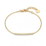 14K Gold  Plated Cubic Zirconia  Bar Bracelet Adjustable Chain for Women