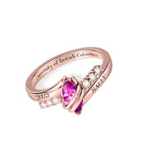 Copper Sterling Silver Personalized Birthstone Engraved Class Ring for Women High School University Graduation Gift