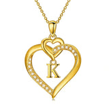 Heart Initial A-Z Pendant Necklace for 14K Gold Plated Women Initials Jewelry Gifts