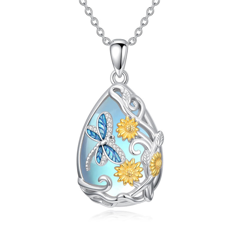 Sterling Silver Blue Dragonfly Pendant Necklace