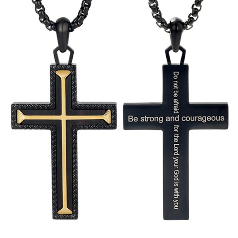 14K Gold Plated Wooden Cross Necklace Jewelry Gift for Him