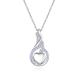 Sterling Silver Heart Shape Tear Dangle Urn Necklace for Ashes