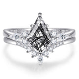 Sterling Silver Kite Cut Gemstone Engagement Wedding Promise Ring Gift For Valentine's Day