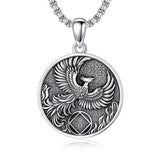 Sterling Silver Phoenix Rising Pendant Necklace NA/AA Sobriety Jewelry