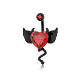 Sterling Silver Cubic Zircon Black Devil Belly Button Ring for Women