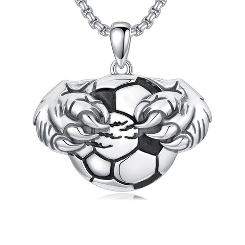 Sterling Silver Bear Claw Basketball Baseball Football Sports Pendant Necklace for Men