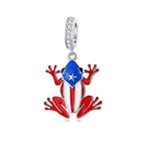 Sterling Silver Coqui Frog Flag Puerto Rico Charm Beads