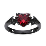 Sterling Silver 10K 14K 18K Gold 2-5CT Heart  Birthstone  Gothic Skeleton Halloween Skull Bat Ring
