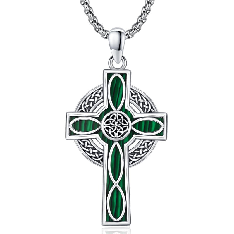 14K Gold Plated Celtic Vikin Cross Pendant Necklace Irish Jewelry Religious Protective Gift