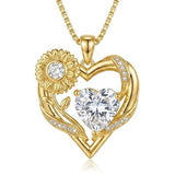 14K Gold Plated Birthstone  Sunflower Pendant Necklace for Women  Anniversary Christmas Birthday Gift