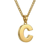 Initial Pendant Necklace 14K Gold Plated with Cuban Chain