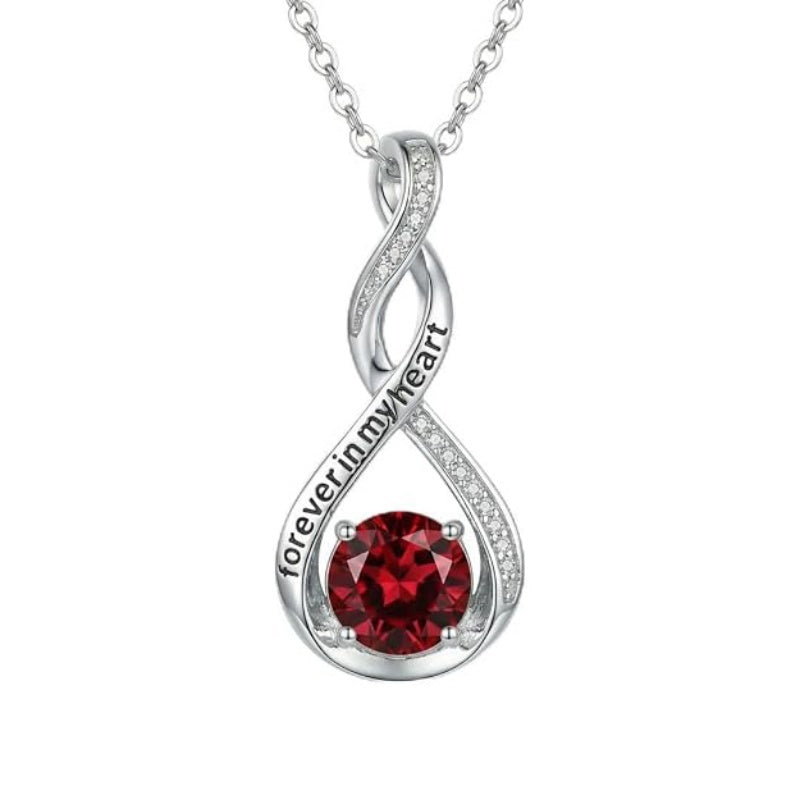14K Gold Plated 12 Month Birthstone Infinity Twisted Pendant Necklace Mother's Day Christmas Anniversary Birthday Gift