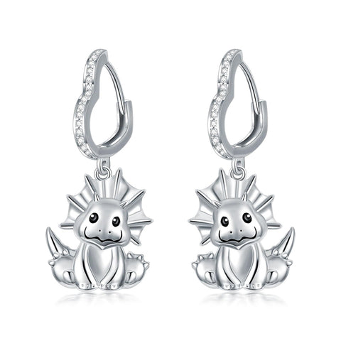 Sterling Silver Dinosaur Hoop Earrings