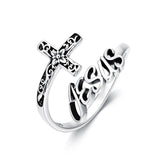 Sterling SilverJesus Cross Bee Cross  Dragonfly Cross Moonstone Sunflower Tree of Life Sunflower Adjustable Spoon Ring
