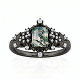 Sterling Silver 10K 14K 18K Gold 1-4CT Moss Agate Engagement Ring Promise Ring