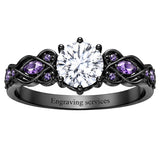 Sterling Silver 10K 14K 18K Gold Custom Engraved  Moissanite Gothic Ring for Women Halloween Gift