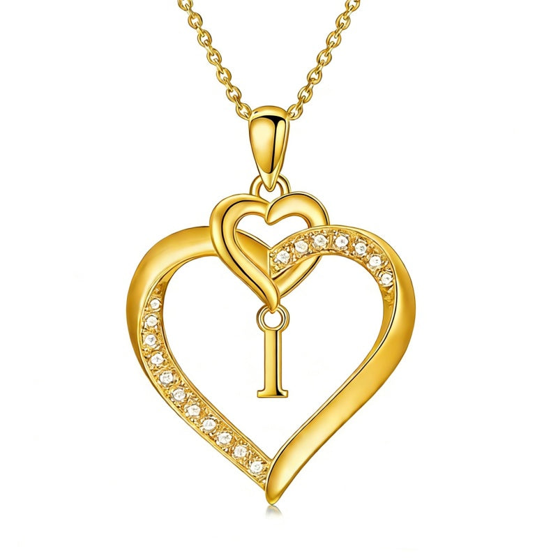 Heart Initial A-Z Pendant Necklace for 14K Gold Plated Women Initials Jewelry Gifts
